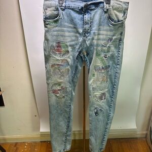 Industrial Indigo Distressed Jeans Size W42 L34